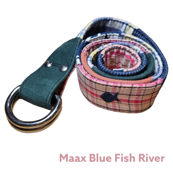 Maax Blue Fish River Colorful Patchwork Belt - Picture 1 of 5